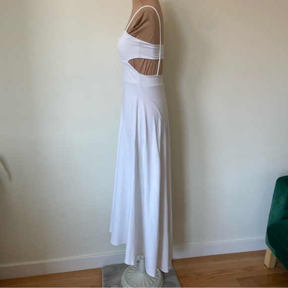 Susana Monaco Thin Strap High Low Cut Out Back White Jersey Maxi Dress EUC Sz XS - Picture 5 of 11